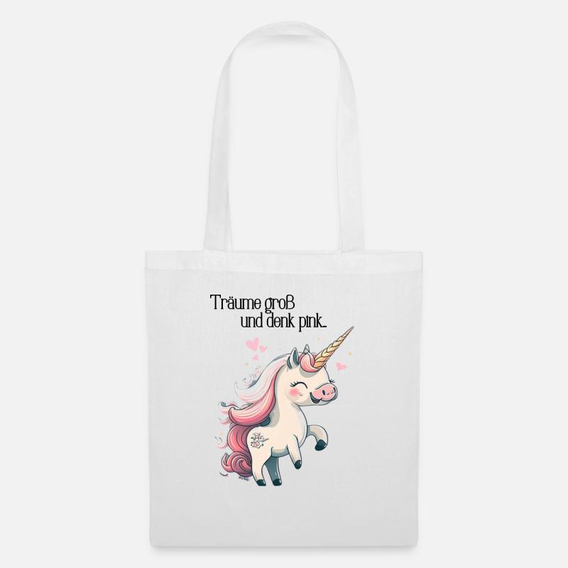 "Träume groß und denk pink" Einhorn-Edition - Stoffbeutel - Weiß