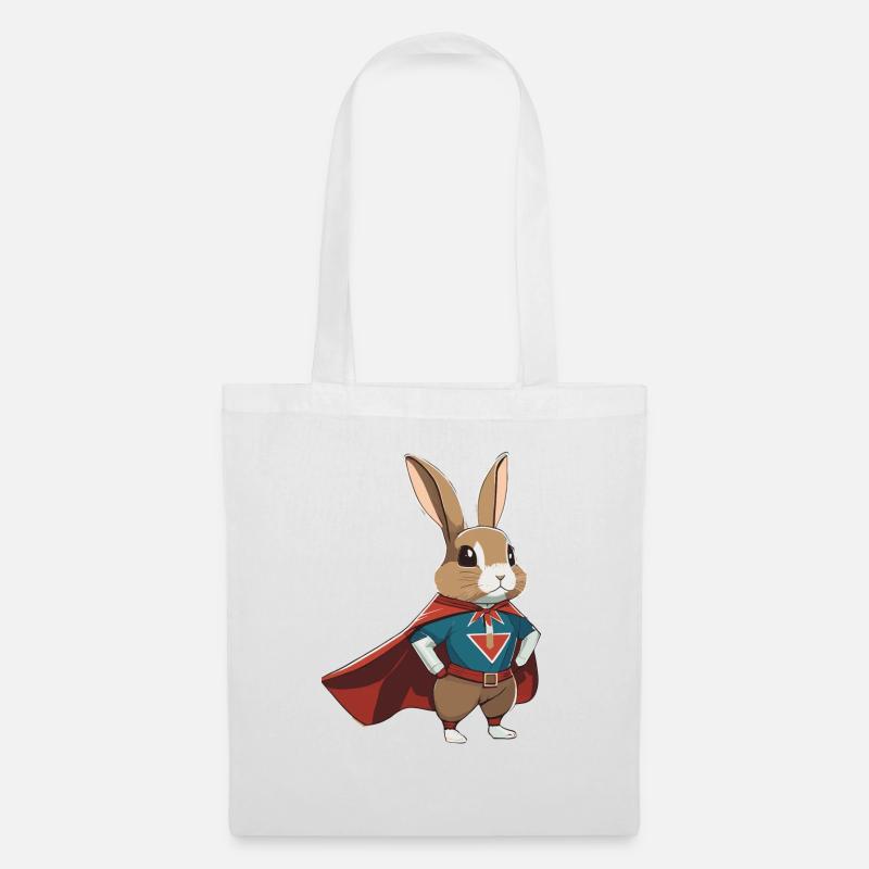 Hase als Superheld – Der Superhelden-Hase - Stoffbeutel - Weiß