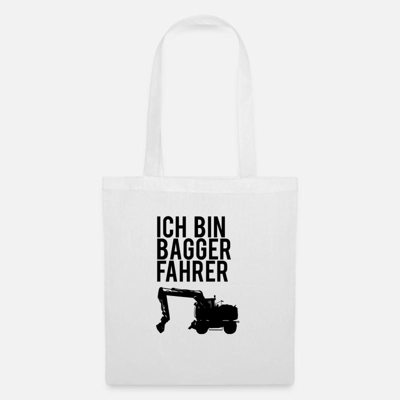 Bagger Fahrer Tshirt - Stoffbeutel - Weiß