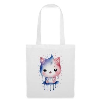 Niedliches Aquarell Kawaii Kätzchen - Stoffbeutel - Weiß - Vorne