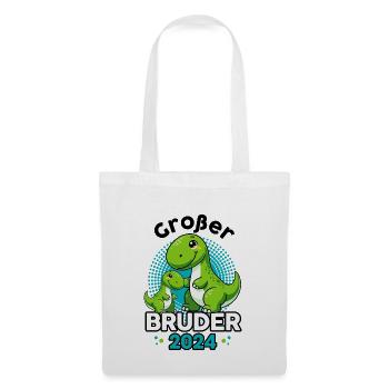 Dino Großer Bruder 2024 Geschwister - Stoffbeutel - Weiß - Vorne