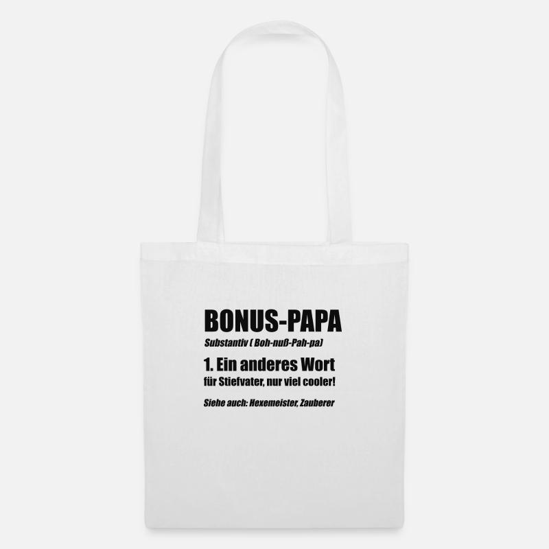 Bonus Papa Stiefvater Stiefeltern Papi Geschenk - Stoffbeutel - Weiß