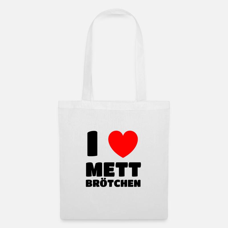 Ich liebe Mett Mettigel Hackfleisch Geschenk - Stoffbeutel - Weiß