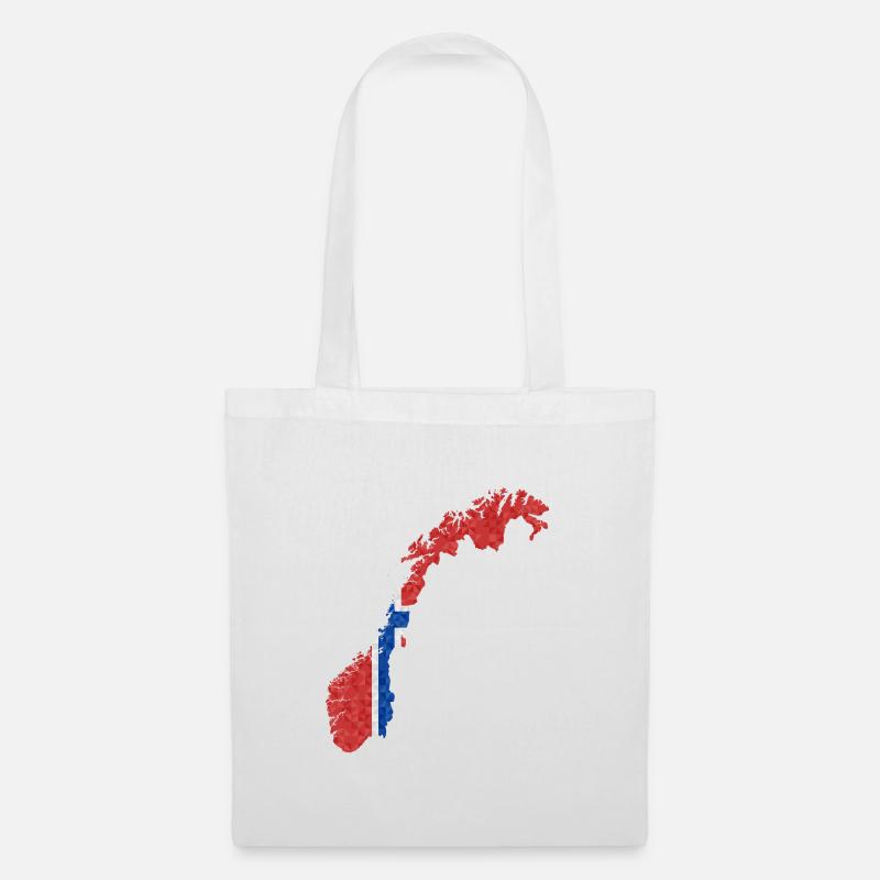 Norge Flag Polygon Outline Skandinavien - Mulepose - hvid