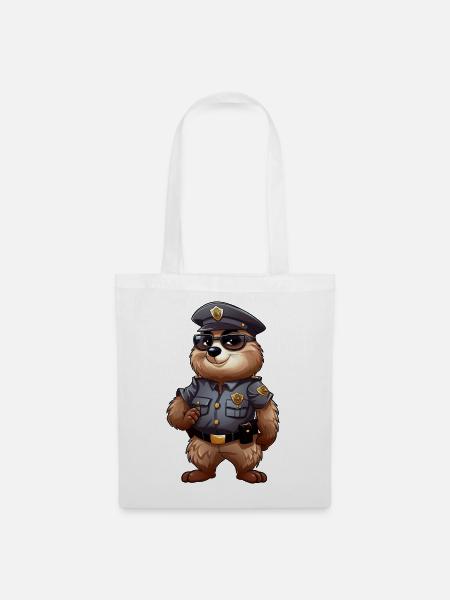 Murmeltier Polizei - Stoffbeutel - Weiß