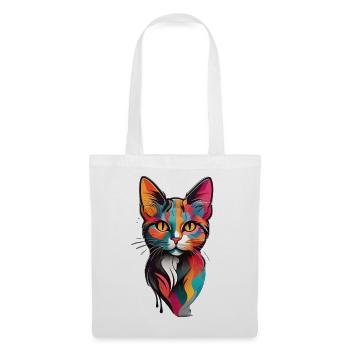 colorful cat face - Tote Bag - white - Front