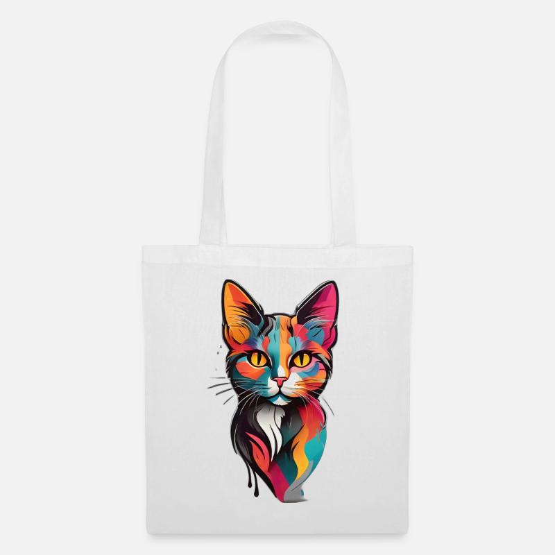 colorful cat face - Stoffbeutel - Weiß