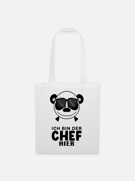 Chef Spruch Anführer Panda Motiv - Stoffbeutel - Weiß