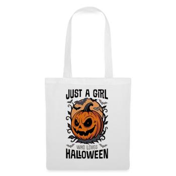 Juste une fille qui aime Halloween – Citrouille et chauves-souris - Sac en tissu - blanc - Devant