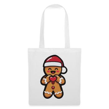 Kawaii Lebkuchenmann Herz Weihnachten - Stoffbeutel - Weiß - Vorne