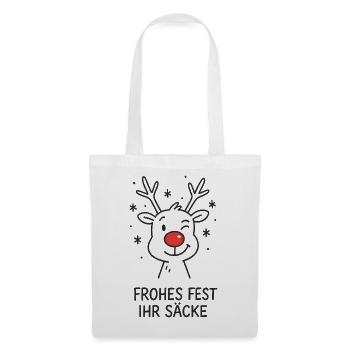 Frohes Fest ihr Säcke Rentier Rudolph - Stoffbeutel - Weiß - Vorne