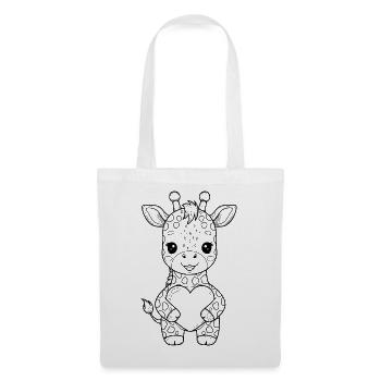 Giraffe with heart – cute animal motif - Tote Bag - white - Front