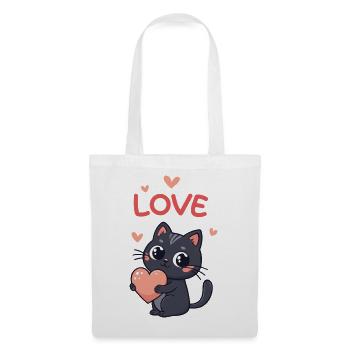 Kawaii Cat Pink Heart Love - Tote Bag - white - Front
