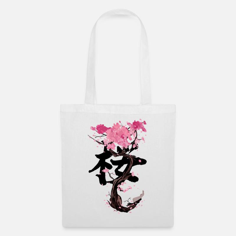Sakura-Baum mit seinem Kanji - Stoffbeutel - Weiß