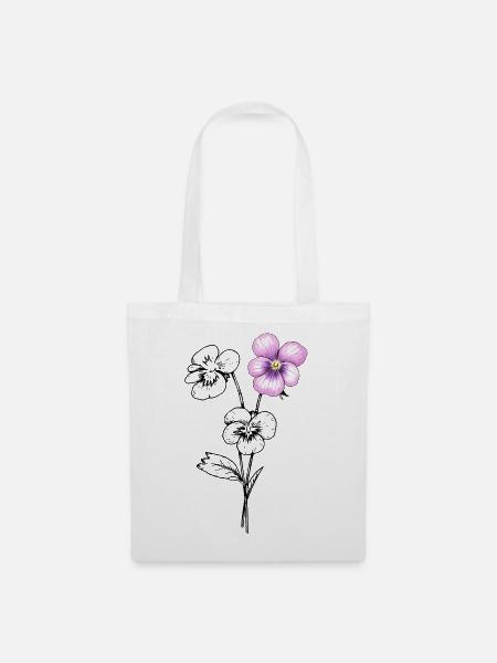 Stiefmütterchen Blume Illustration - Stoffbeutel - Weiß