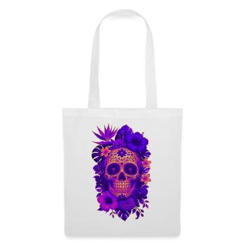 Halloween Sugar Skull Sugarskull lila - Stoffbeutel - Weiß - Vorne