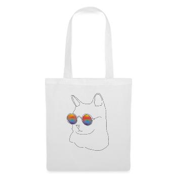 Minimalist line Katze pride LGBT cat rainbow gay - Stoffbeutel - Weiß - Vorne