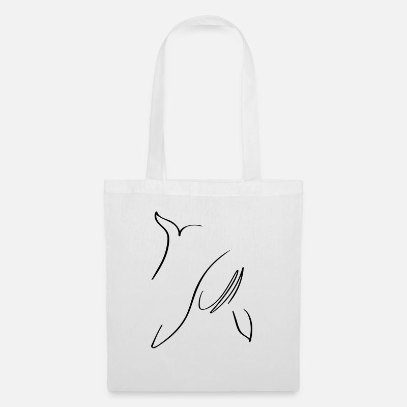 Wal Line Art - Minimalistisch - Stoffbeutel - Weiß