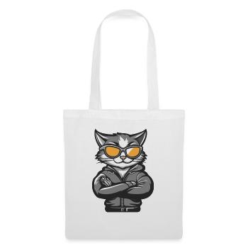 Katze Comic Cool - Stoffbeutel - Weiß - Vorne
