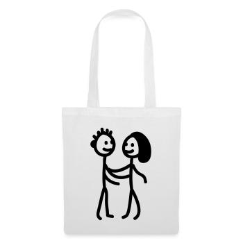 Chiffre de bâton de couples - ligne - Sac en tissu - blanc - Devant