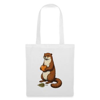 Otter mit Fallapfel - Stoffbeutel - Weiß - Vorne