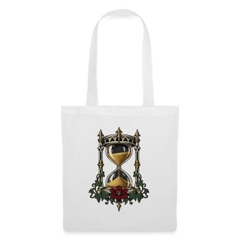 Sanduhr mit Efeu – Gothic Art - Stoffbeutel - Weiß - Vorne