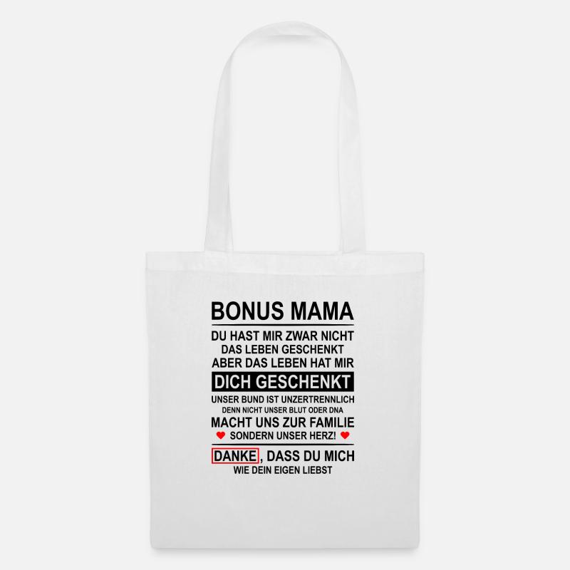 Bonus Mama Stiefmutter Ersatzmutter Geschenk - Stoffbeutel - Weiß