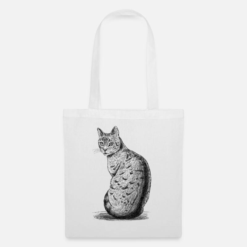 Katze_schaut_nach_hinten - Stoffbeutel - Weiß