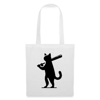 Minimalistische Katzen-Baseballspieler Silhouette - Stoffbeutel - Weiß - Vorne