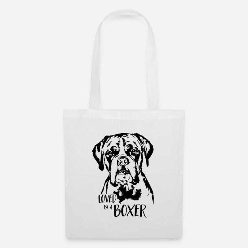 Loved by a Boxer Hunde Hund Wilsigns - Stoffbeutel - Weiß