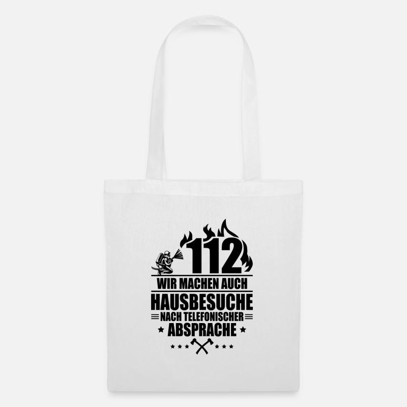 Hausbesuche Feuerwehr Feuerwehrmann Geschenk - Stoffbeutel - Weiß