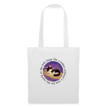 chat qui dort - Sac en tissu - blanc - Devant