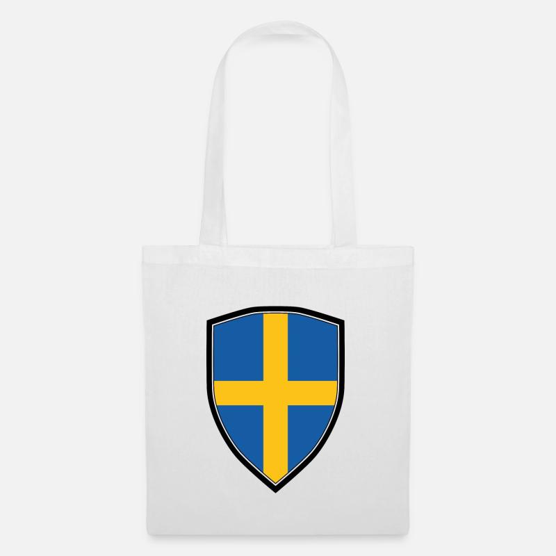 SWEDEN FLAG SHIELD - Stoffbeutel - Weiß