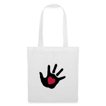 Bébé main - cœur - Sac en tissu - blanc - Devant