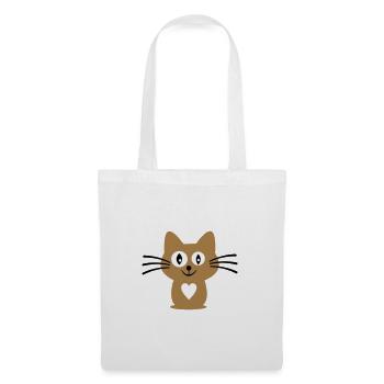 chat - Sac en tissu - blanc - Devant