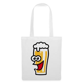 Happy Bierglas (Bier / Willibecher / Lustig / 3C) - Stoffbeutel - Weiß - Vorne