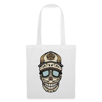 Crâne en sucre avec casquette et lunettes de soleil - Sac en tissu - blanc - Devant