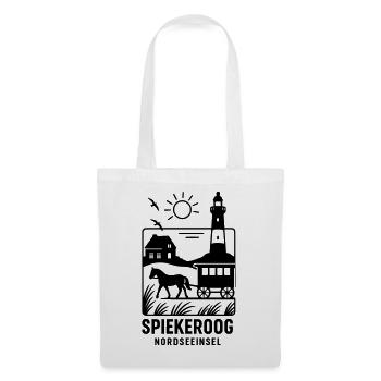 Spiekeroog Insel Erholung Urlaub Silhouette - Stoffbeutel - Weiß - Vorne
