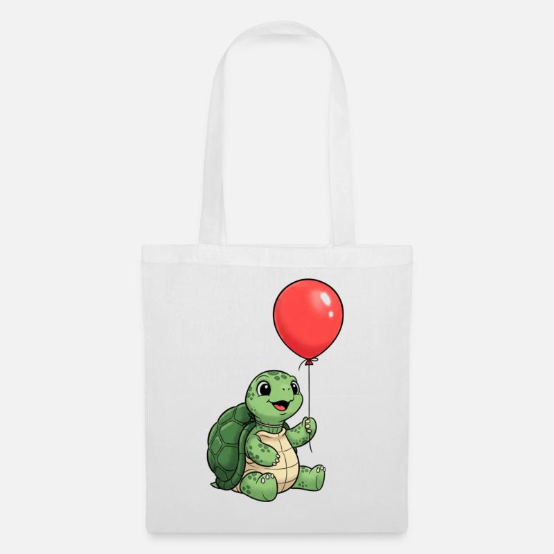 Turtle Kids T-Shirt mit rotem Ballon – Schildkröte - Stoffbeutel - Weiß