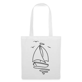 Sailboat with two sails and a flag on top. - Tote Bag - white - Front