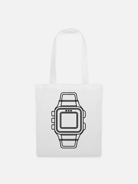 Digitale Armbanduhr - Stoffbeutel - Weiß