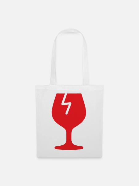 Zerbrechliches Glas-Solid-Icon-Griff mit Sorgfalt Versand - Stoffbeutel - Weiß