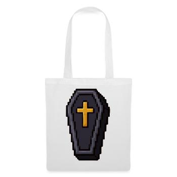 Pixel-Sarg mit goldenem Kreuz - Stoffbeutel - Weiß - Vorne