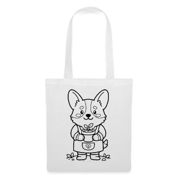 Süßer Corgi-Garten Blumen-Hundeliebhaber Süßer Welpe - Stoffbeutel - Weiß - Vorne