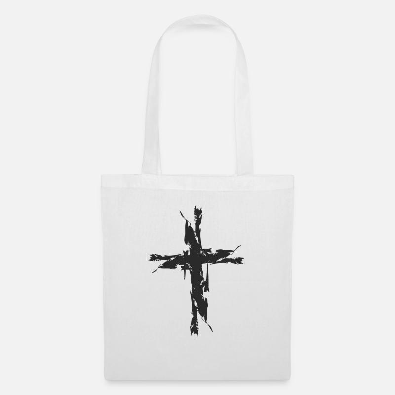 Kreuz 2 dick - Stoffbeutel - Weiß