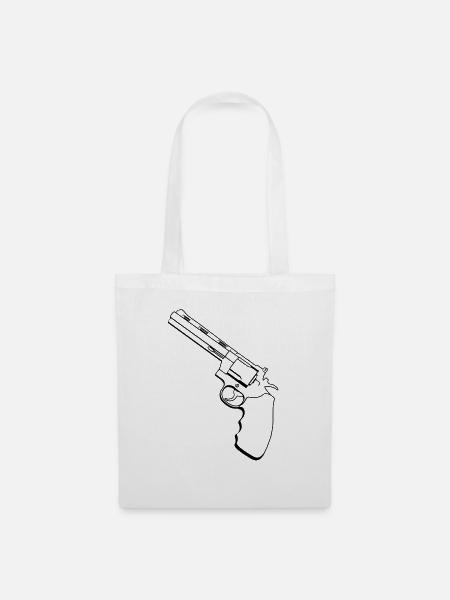 Revolver / Pistole - Stoffbeutel - Weiß