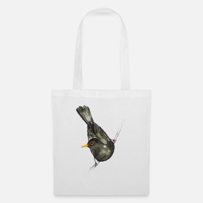 Amsel Aquarell - Stoffbeutel - Weiß