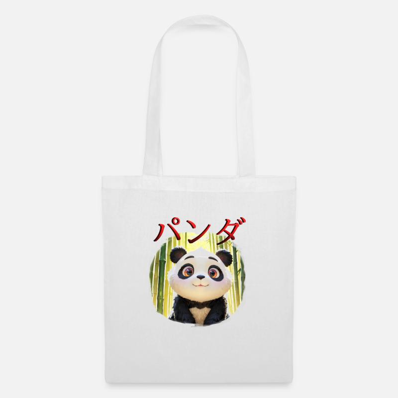 Niedliches Panda-Design - Stoffbeutel - Weiß