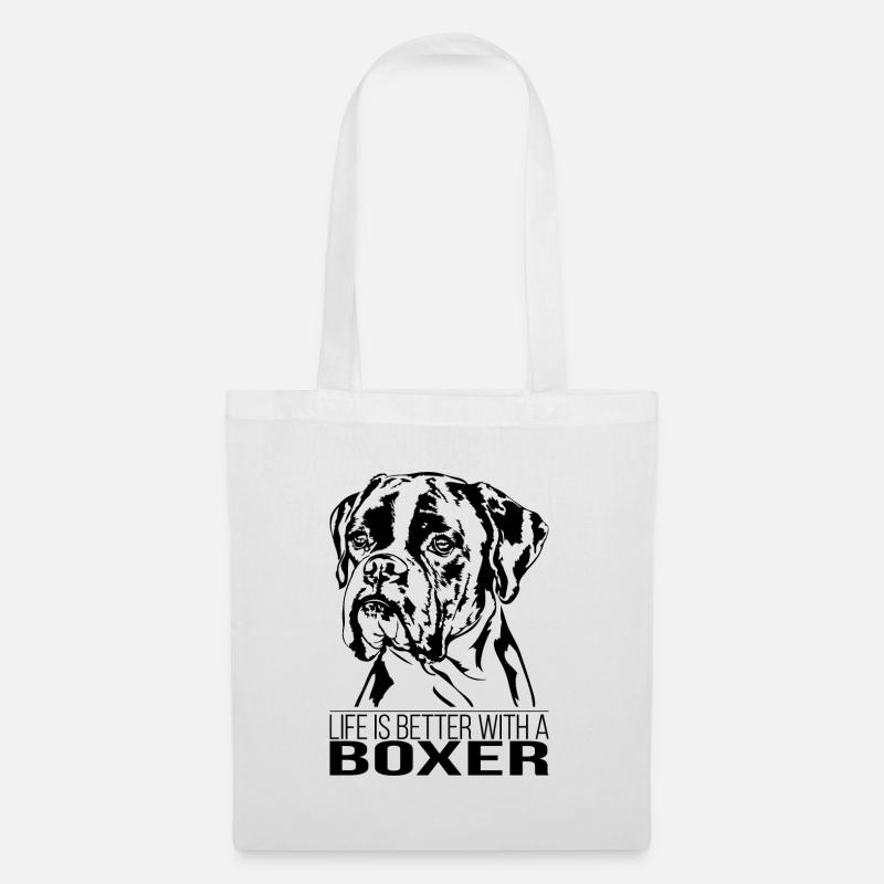 BOXER life is better Hunde Spruch Wilsigns - Stoffbeutel - Weiß