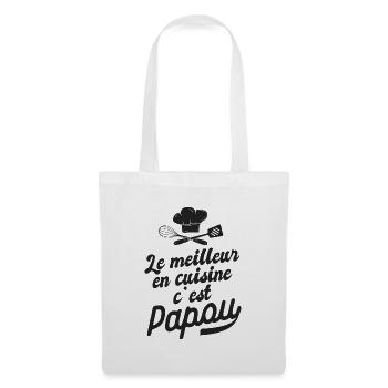 meilleur en cuisine c est papou cadeau papou fête - Sac en tissu - blanc - Devant